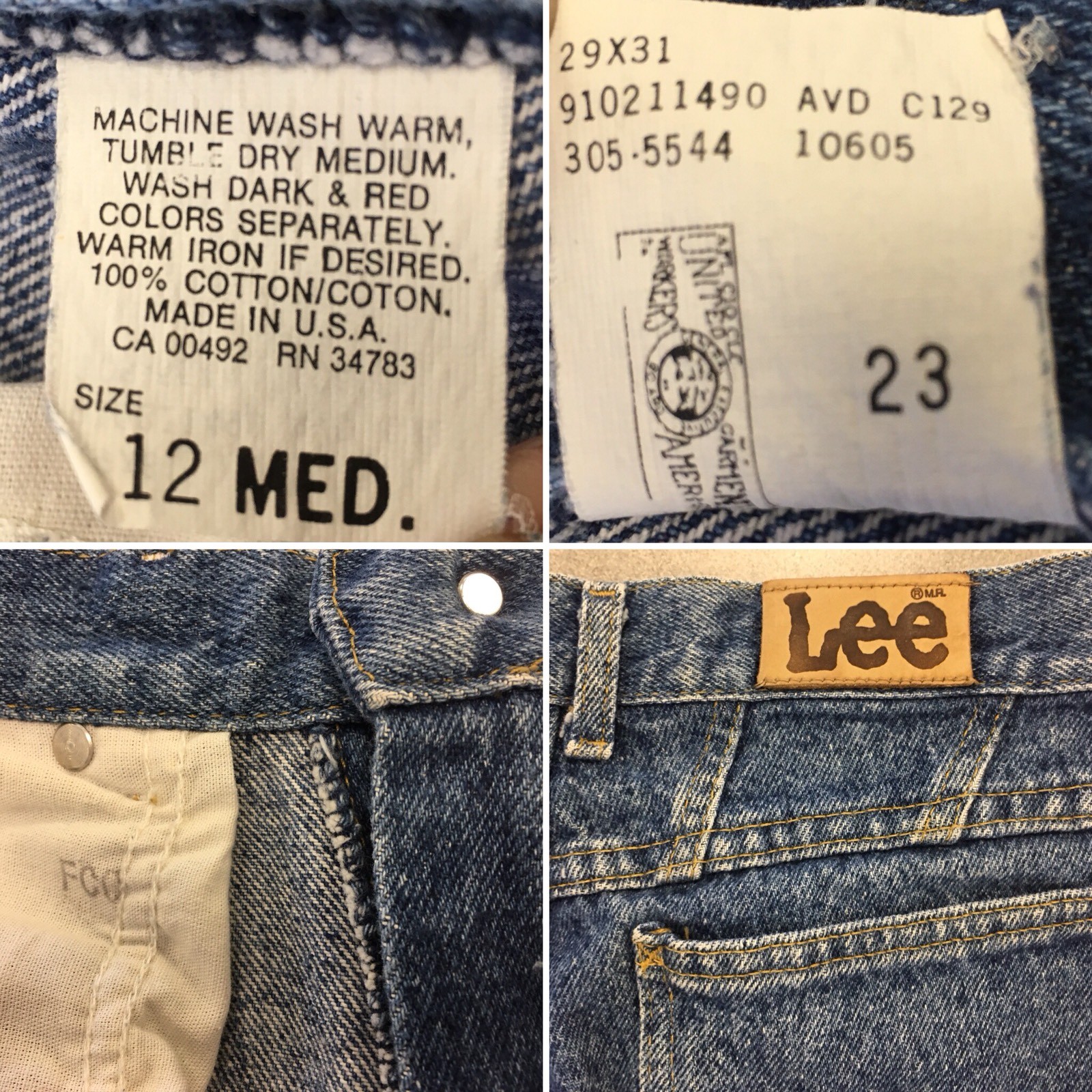 Vintage Lee Jeans High Waist Tapered Leg 12 M 29” Waist Union Made USA Mom Jeans