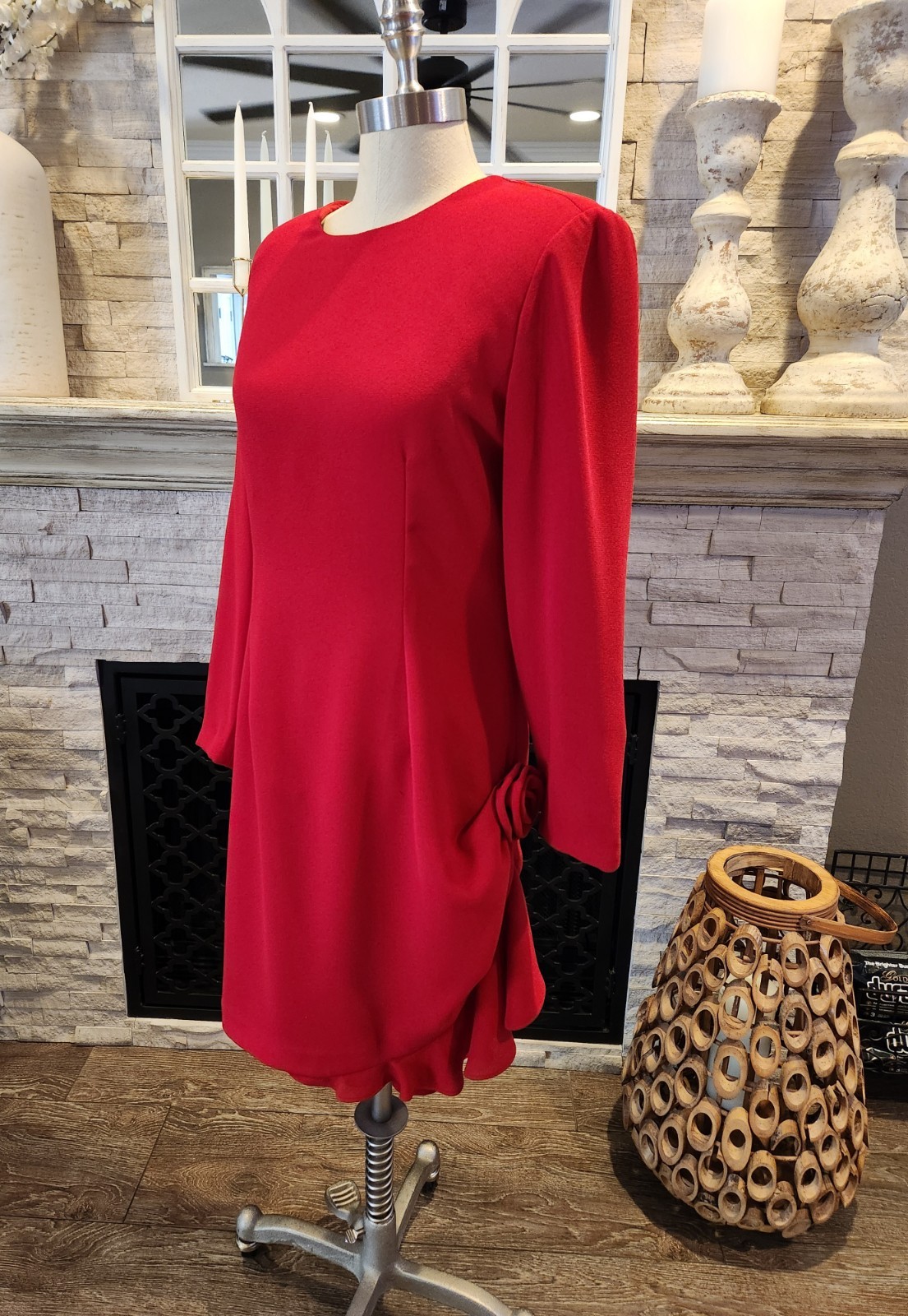 Vintage Robert Riel Saks Fifth Avenue Red Dress 3d Rose Size 6 Special Occasion