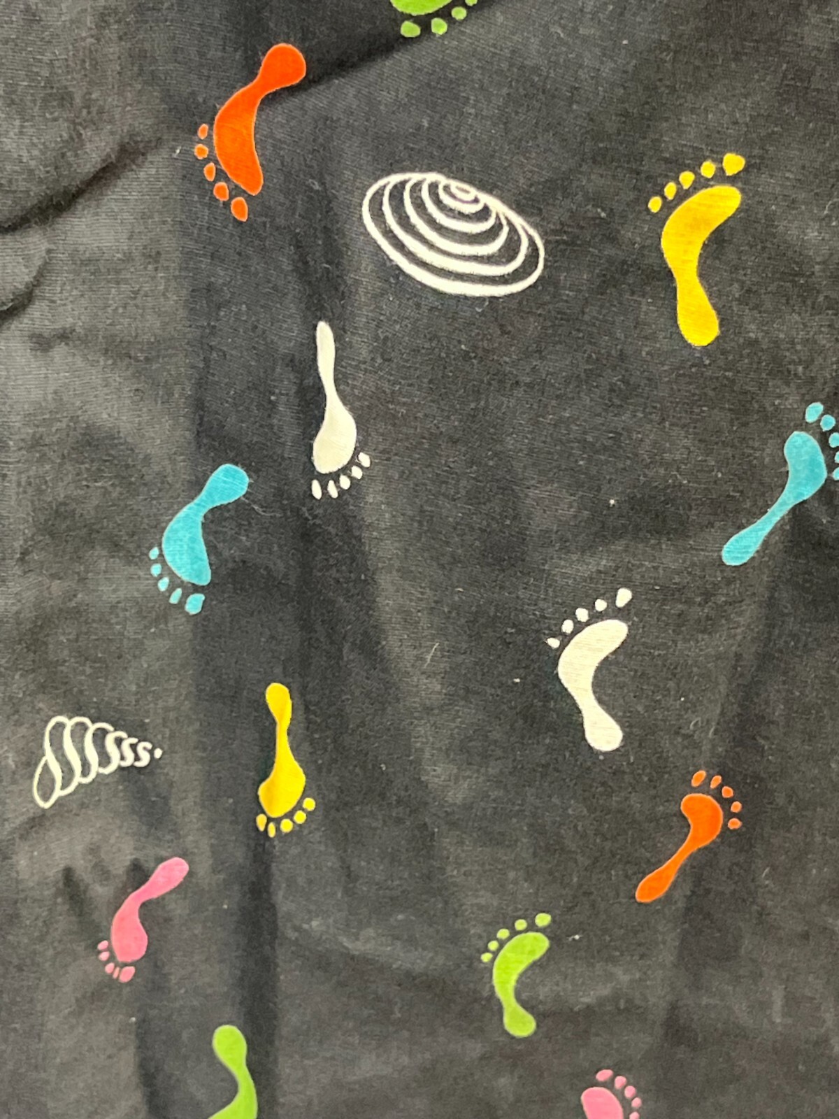 vintage cotton foot print cotton fabric skirt side metal zip 1940s 50s abstract