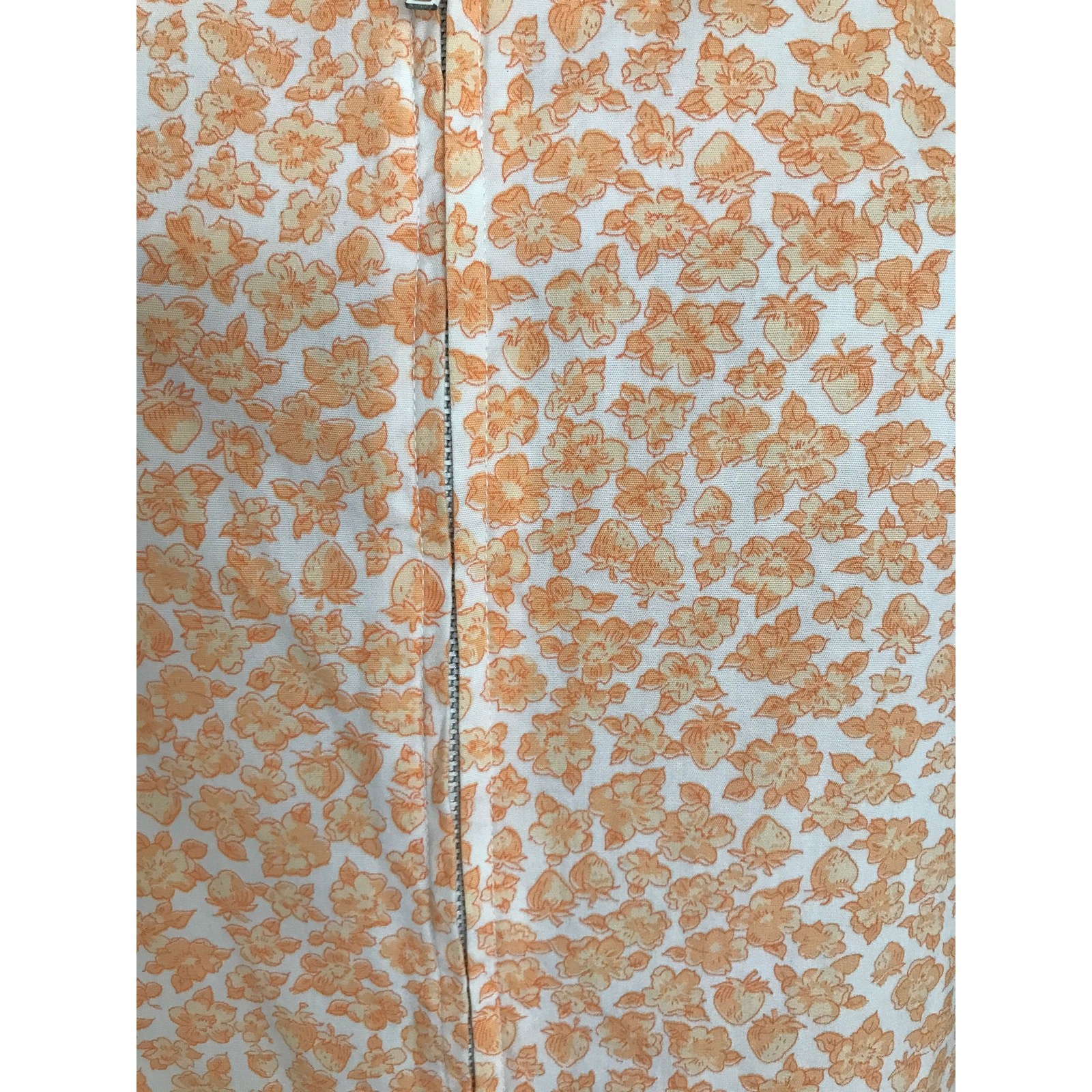 1970s Skimma Tangerine Creamsicle Floral House Dress Orange Metal Zipper