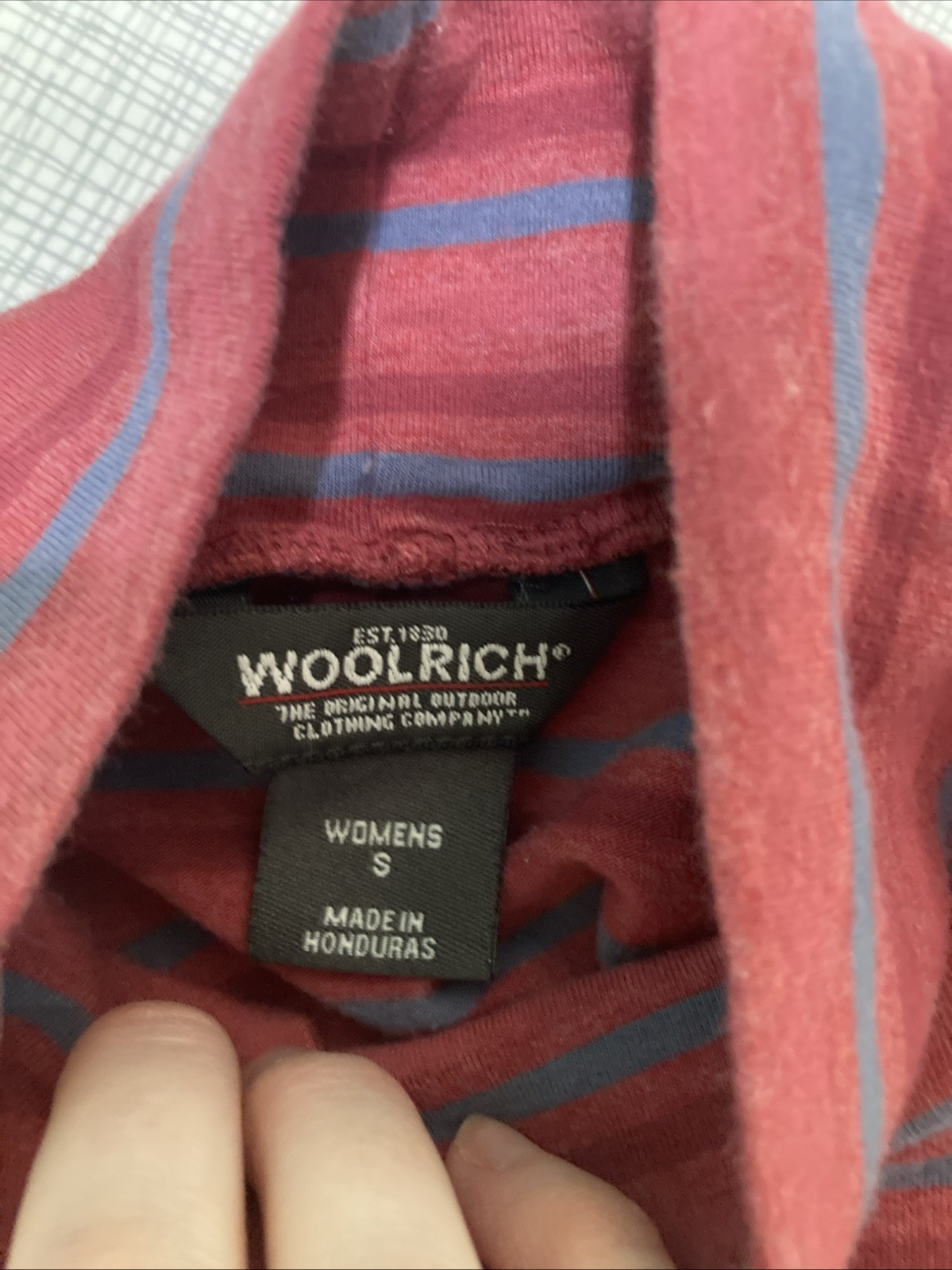 Vtg 90s Y2K Woolrich Striped Mock Neck Turtleneck Shirt Rosebud Grunge Cropped S