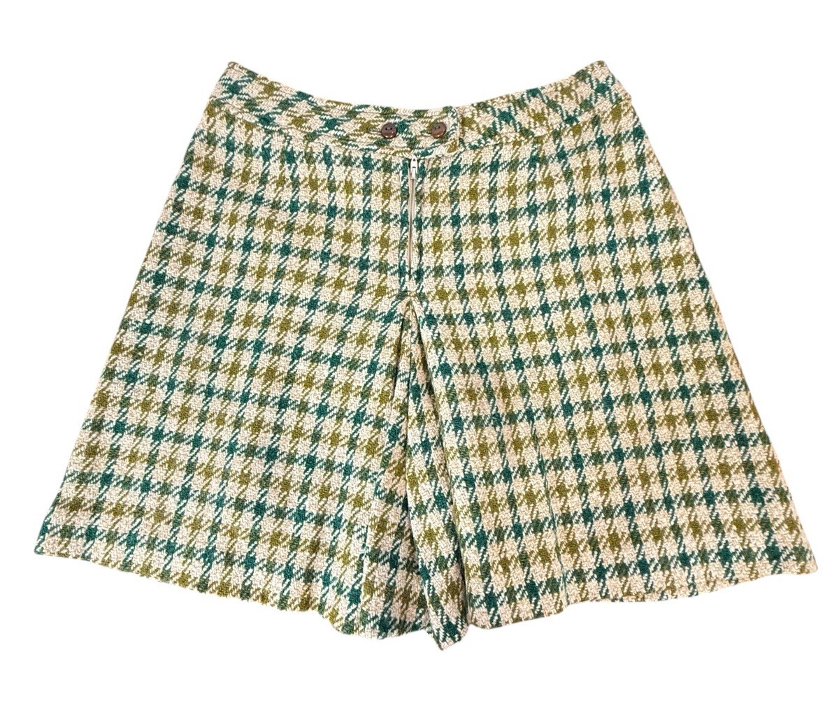 Vintage 70s Tami A Line Skirt Tweed Houndstooth Plaid Knit Wool Academic Preppy