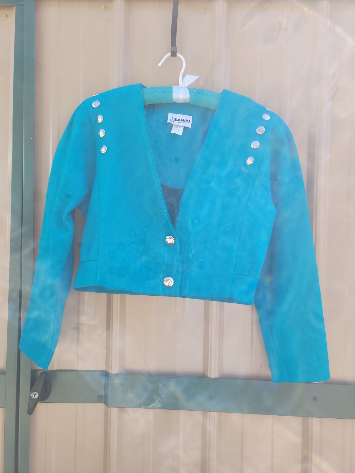 Banjo Ladies Vtg Teal Jacket 17″ Pit To Pit Western Classic Trendy Show Dallas
