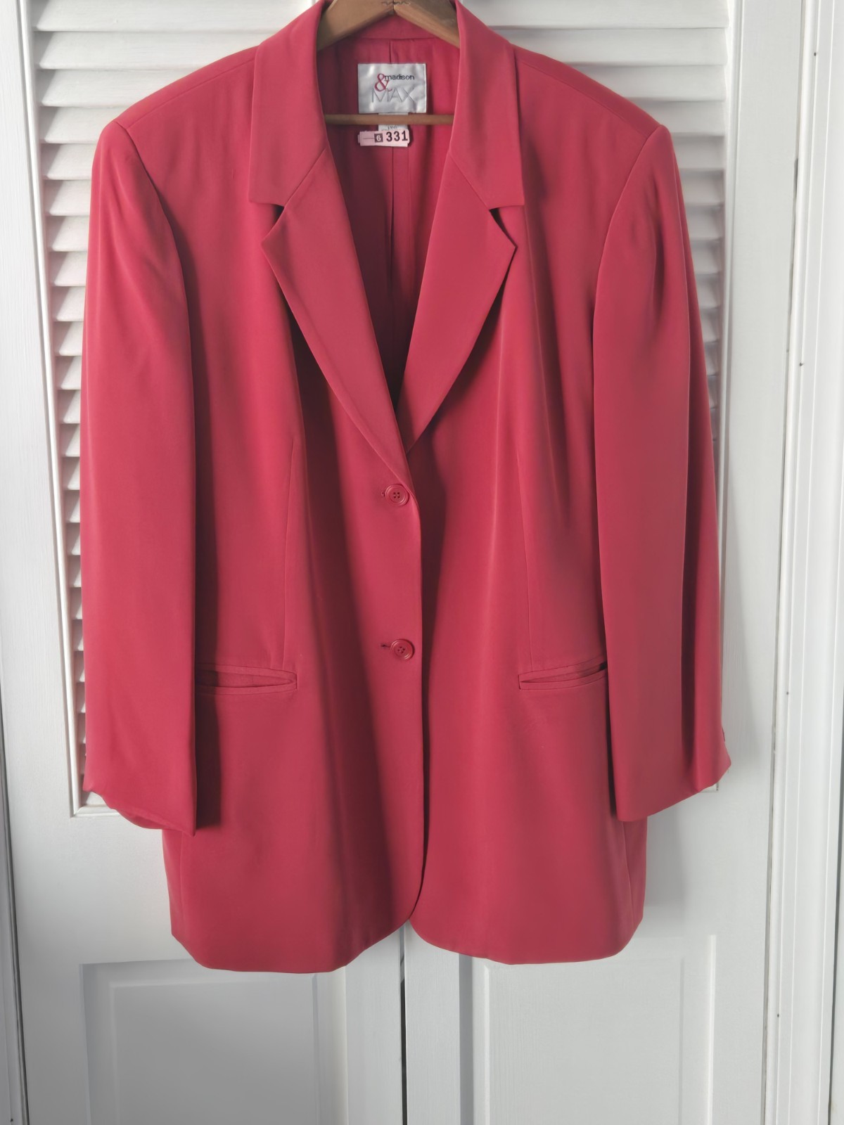 Madison & Max Muted Red Silk Blend Blazer Women’s 1X Vintage Career Jacket