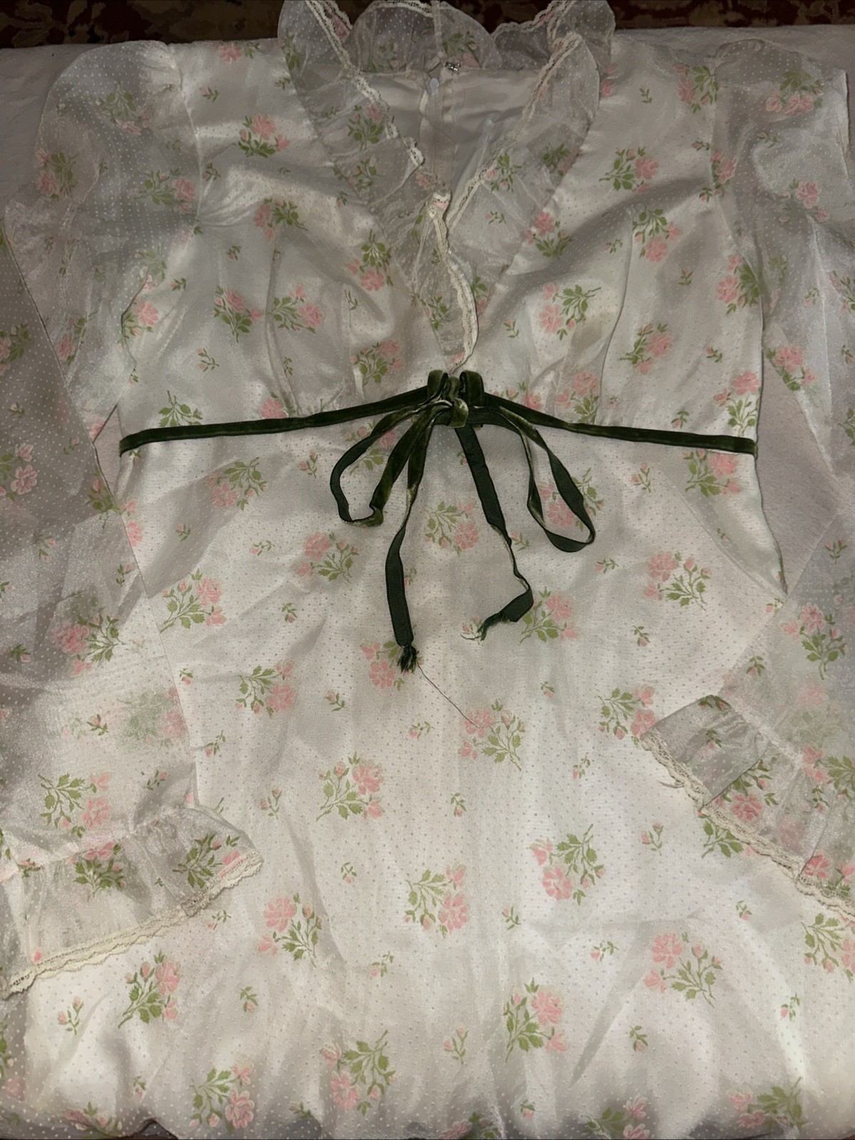 Vtg XS/S Hippie Flower Child Prairie Floral Dress