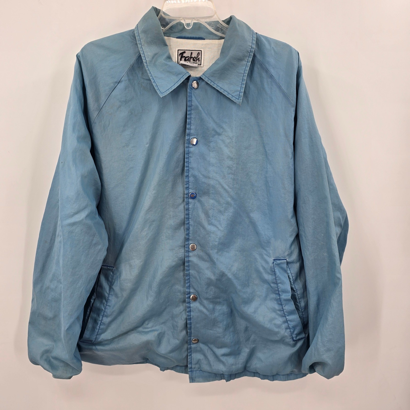 Vintage Farah Fifth Avenue Blue Coaches Jacket Nylon Windbreaker Large RN 71953
