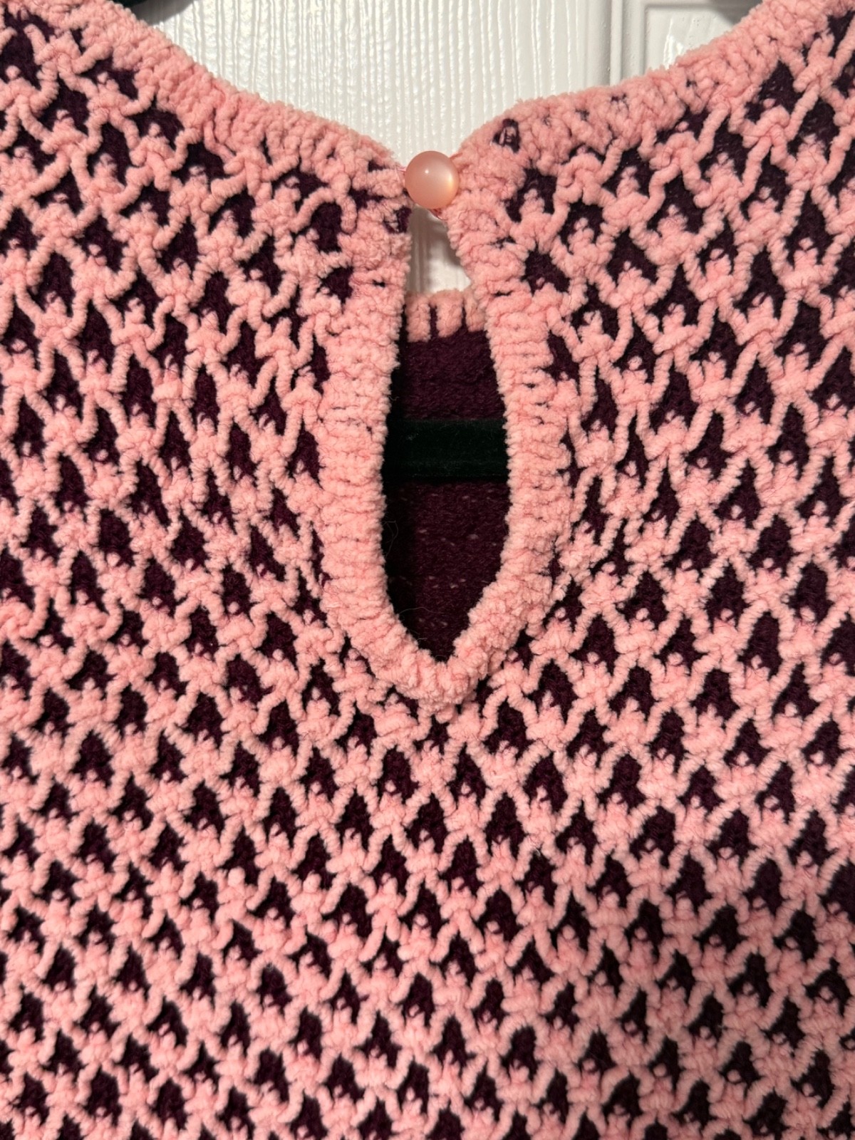 Vintage 70s Pullover Burgundy & pink Loubella California Extendable sweater (S)