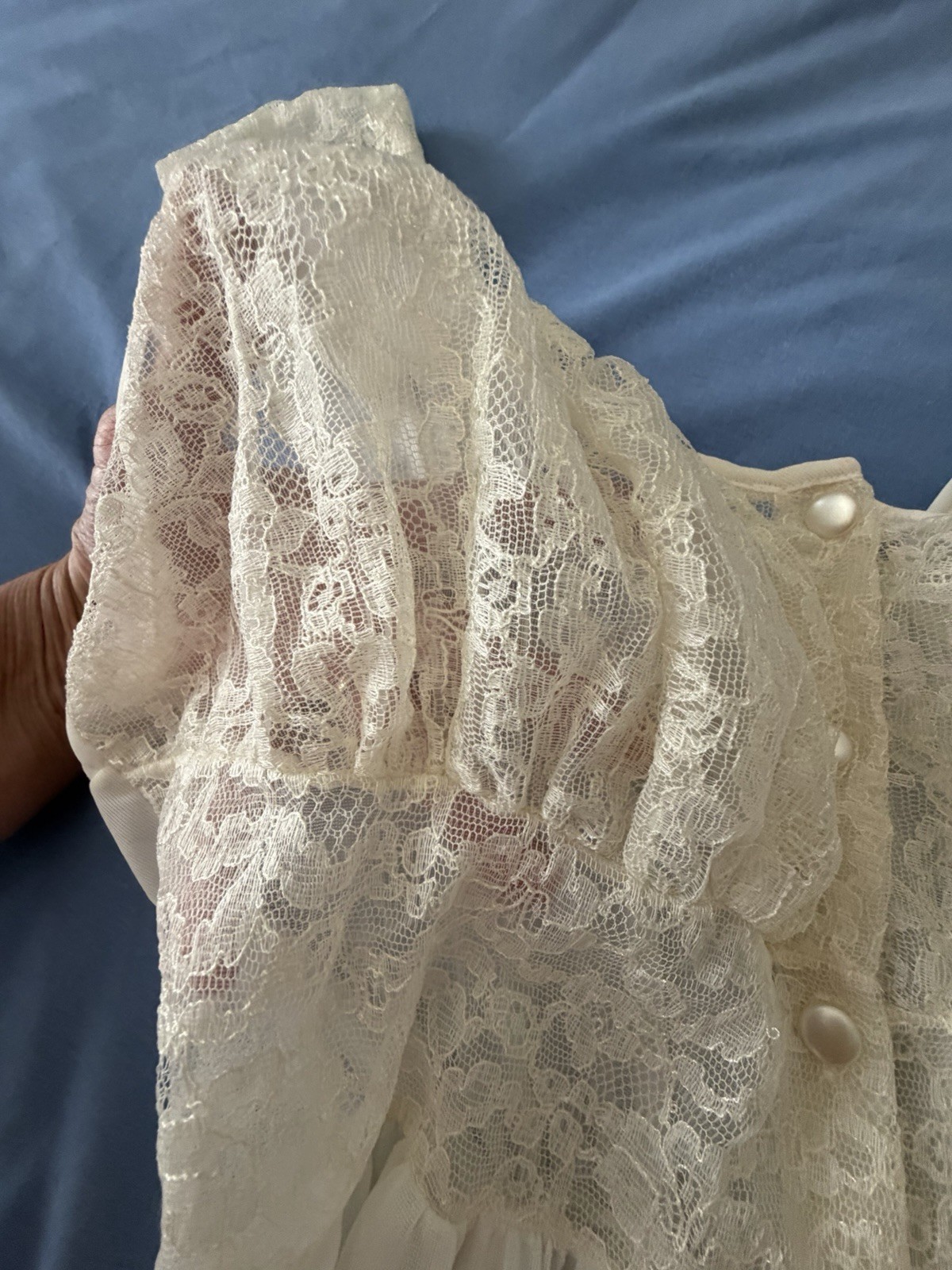 VTG Ladies Bridal Sheer Nightgown White Lace Fairie Cottagecore Small