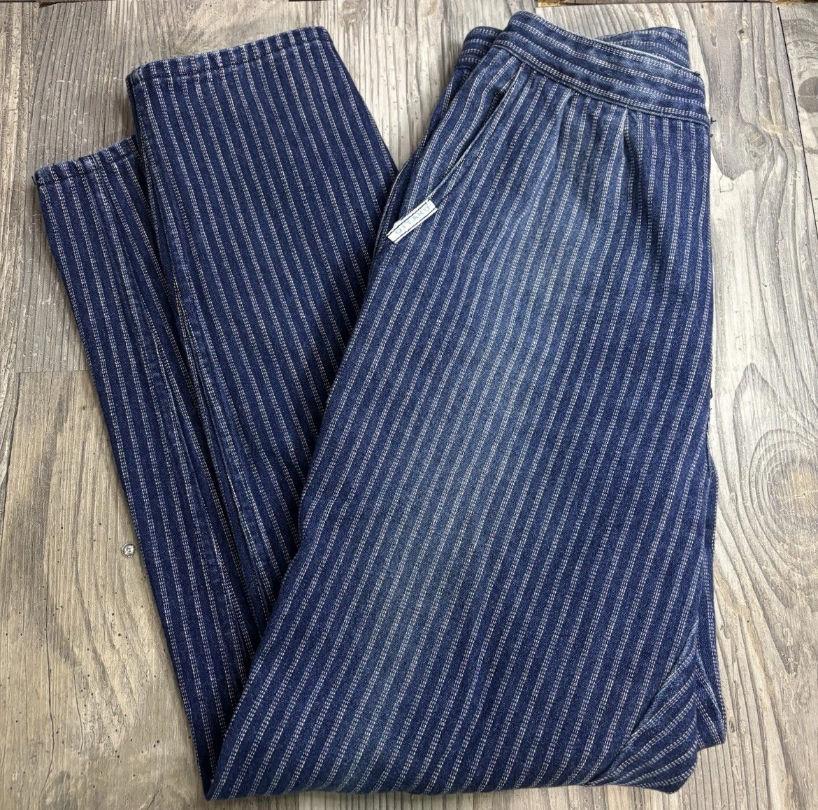 FINAL SALE Vtg 80s Gitano high waist blue pastel rainbow pinstripe Jeans 13-14