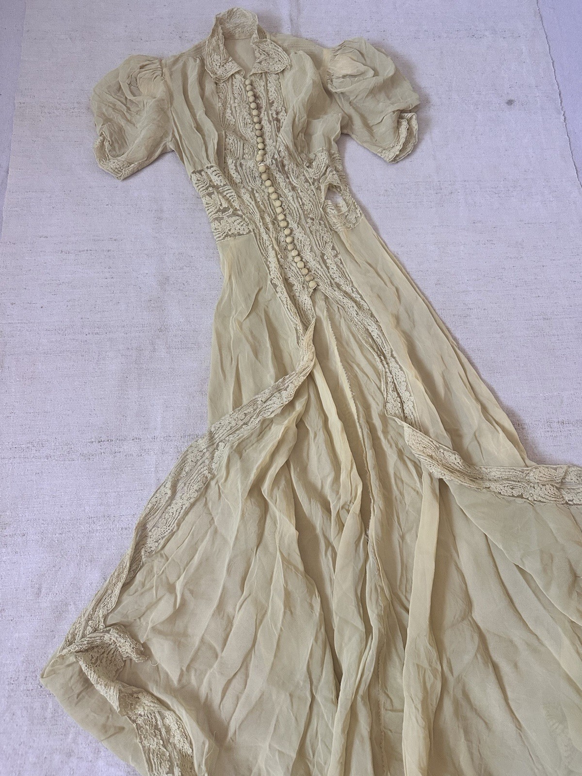 Lot 4 Antique French Silk Rayon Cotton Dress Blouse Resale Xs S M