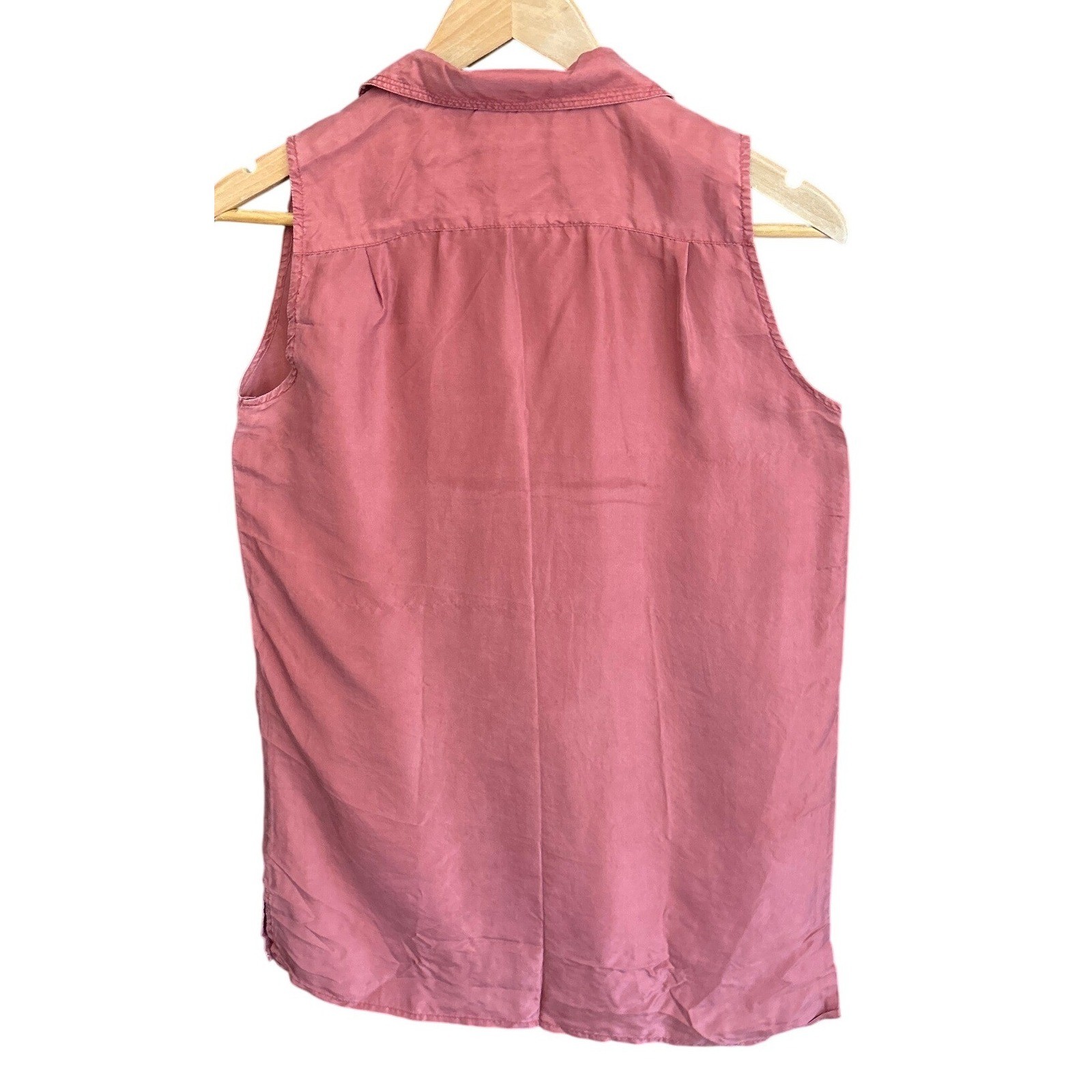 90s BEST American Silk Sleeveless Top Boho Minimalist Terracotta Frog Toggle S
