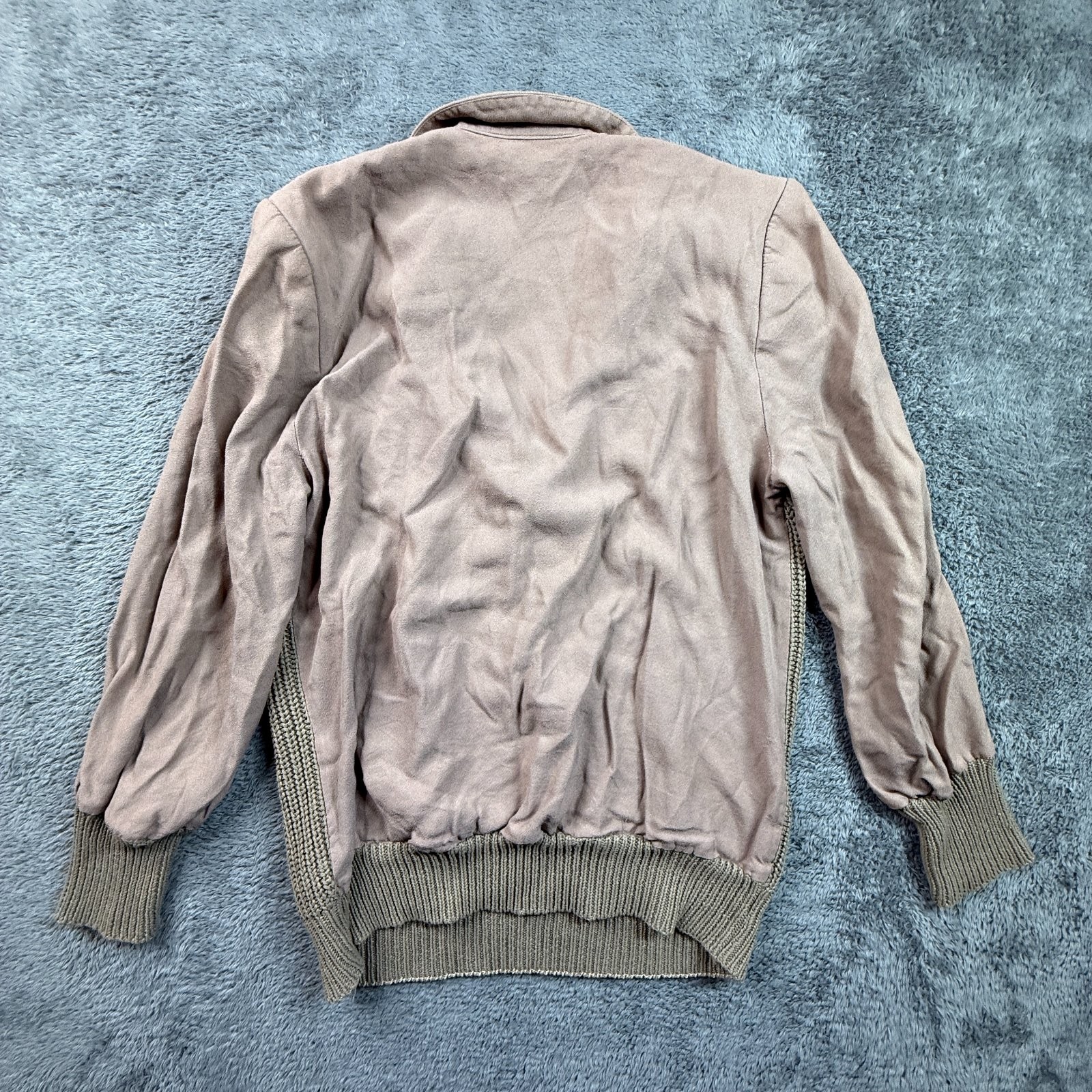 SidEffects Vintage 80s Mixed Media Sweater Knit Suede Velvet Crest Jacket Sz S