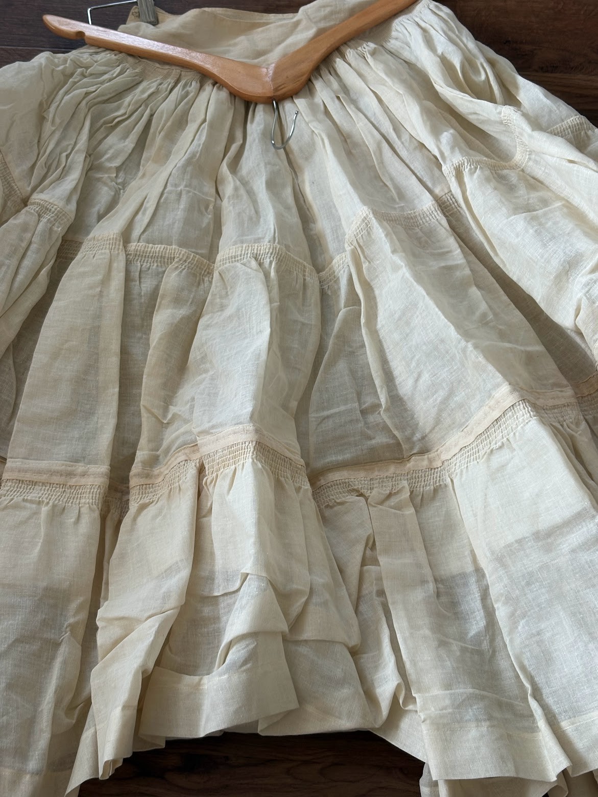 2pc lot VINTAGE FULL CIRCLE TIERED PETTICOAT SLIPS AS IS FOR REPURPOSING