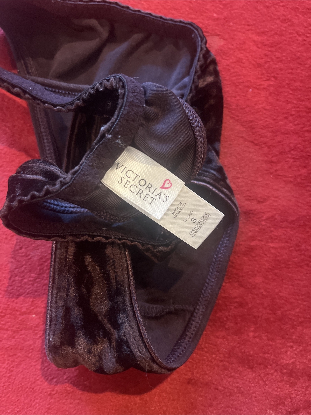 Vintage Victoria’s Secret Dark Chocolate Brown Crushed Velvet Thong Panty Small