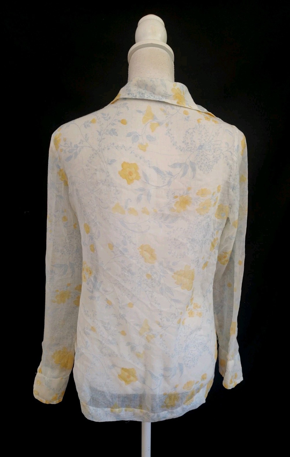 70’s Vintage The Villager Shirt Button Down Top Sheer Featherweight Floral Sz S