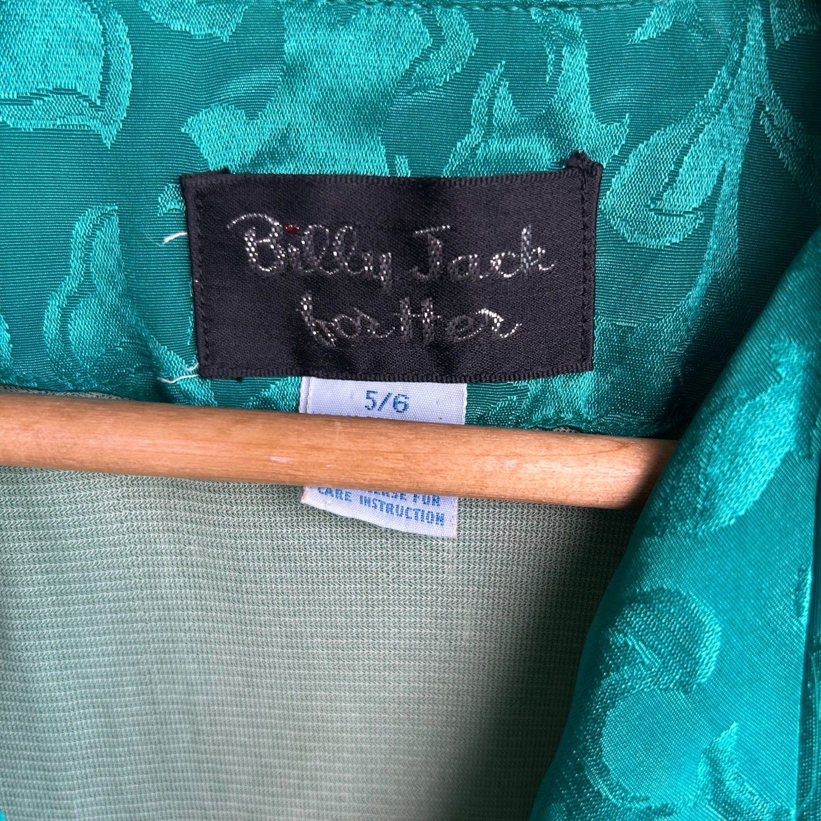 Vintage 70s Billy Jack for Her Embossed Lined Satin Dress