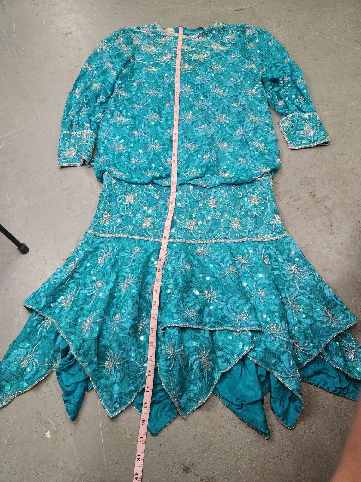 Vintage Judith Ann Creations Dress Womens Small Silk Beaded Cocktail Sequined