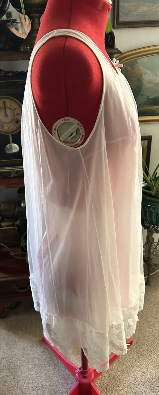 Vintage Babydoll Nightie 1950s-60s Vanity Fair Nylon Chiffon Pink Size 32 Small