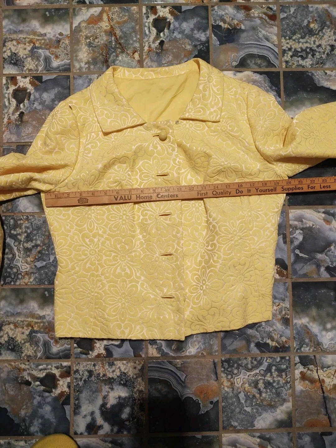 Vintage 1960s Elinor Gay Original Bright Yellow Shift Dress W/Jacket Sz 18