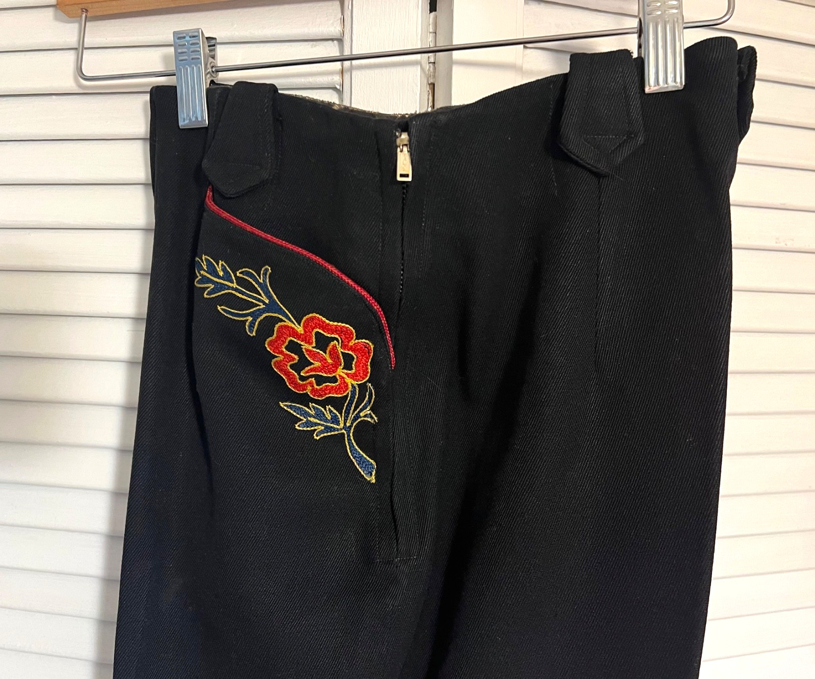 Vtg Western Cowgirl Pants 1940s 1950s Embroider Side Zipper XS Girls Rockabilly