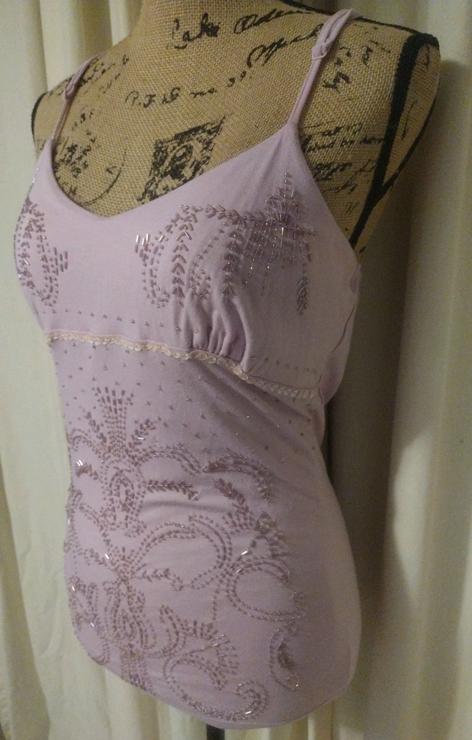 REDUCED Vtg 90’s Lulumari Beaded/Sequin Embellished Stretch Soft Knit Cami Sz L