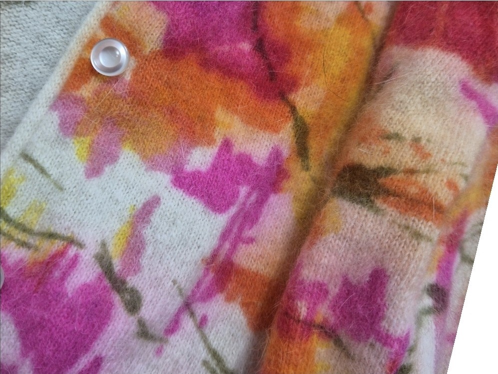 Vintage Premier Angora & Lambswool Floral Cardigan 1950s–1960s Soft Fuzzy Knit