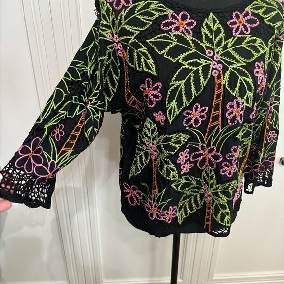Faith Beaded Top Black Medium Vintage