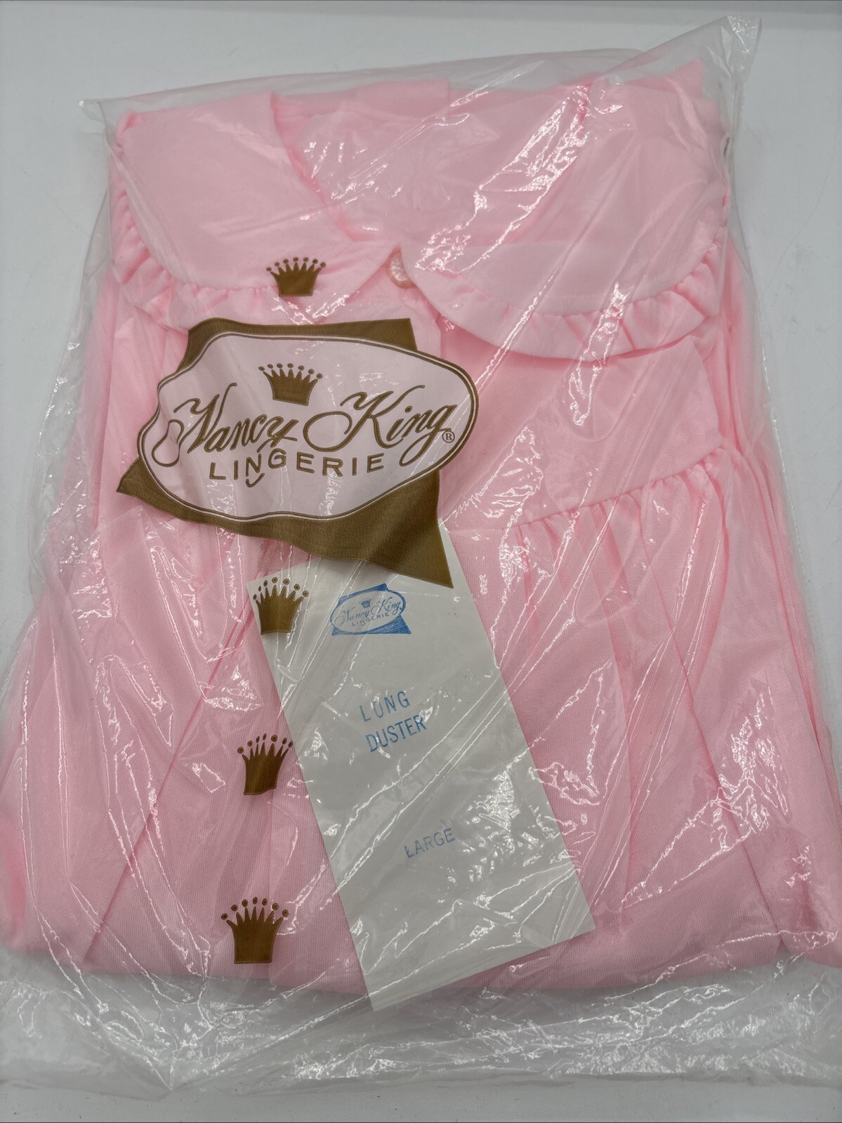 Nancy King Lingerie Womens Pastel PINK House Coat/Dress/Duster LARGE NWT