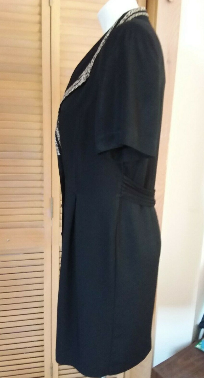 VINTAGE DRESS BUTTON-UP S.L. FASHIONS Size 12P (see measurements) Leopard Trim