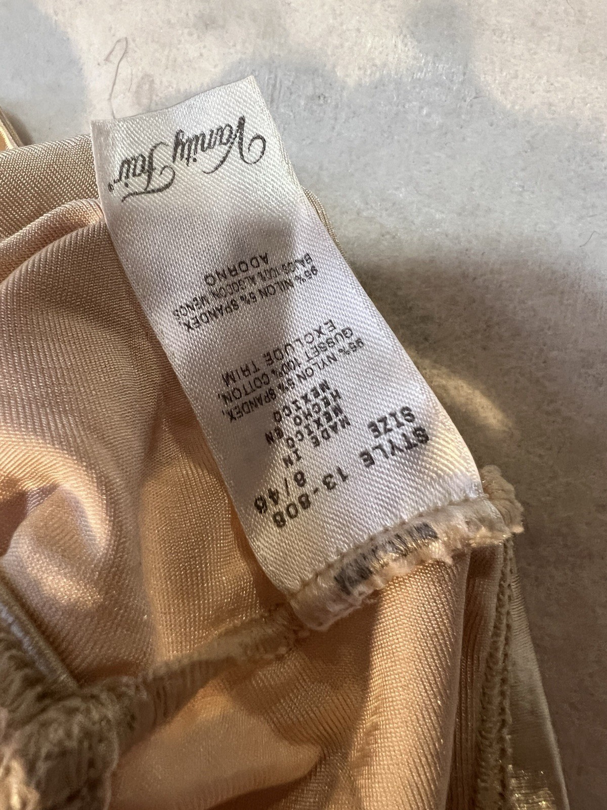 Vtg Vanity Fair High Rise Silky Nylon Satin Trim Beige Nude Panties 8XL Mexico