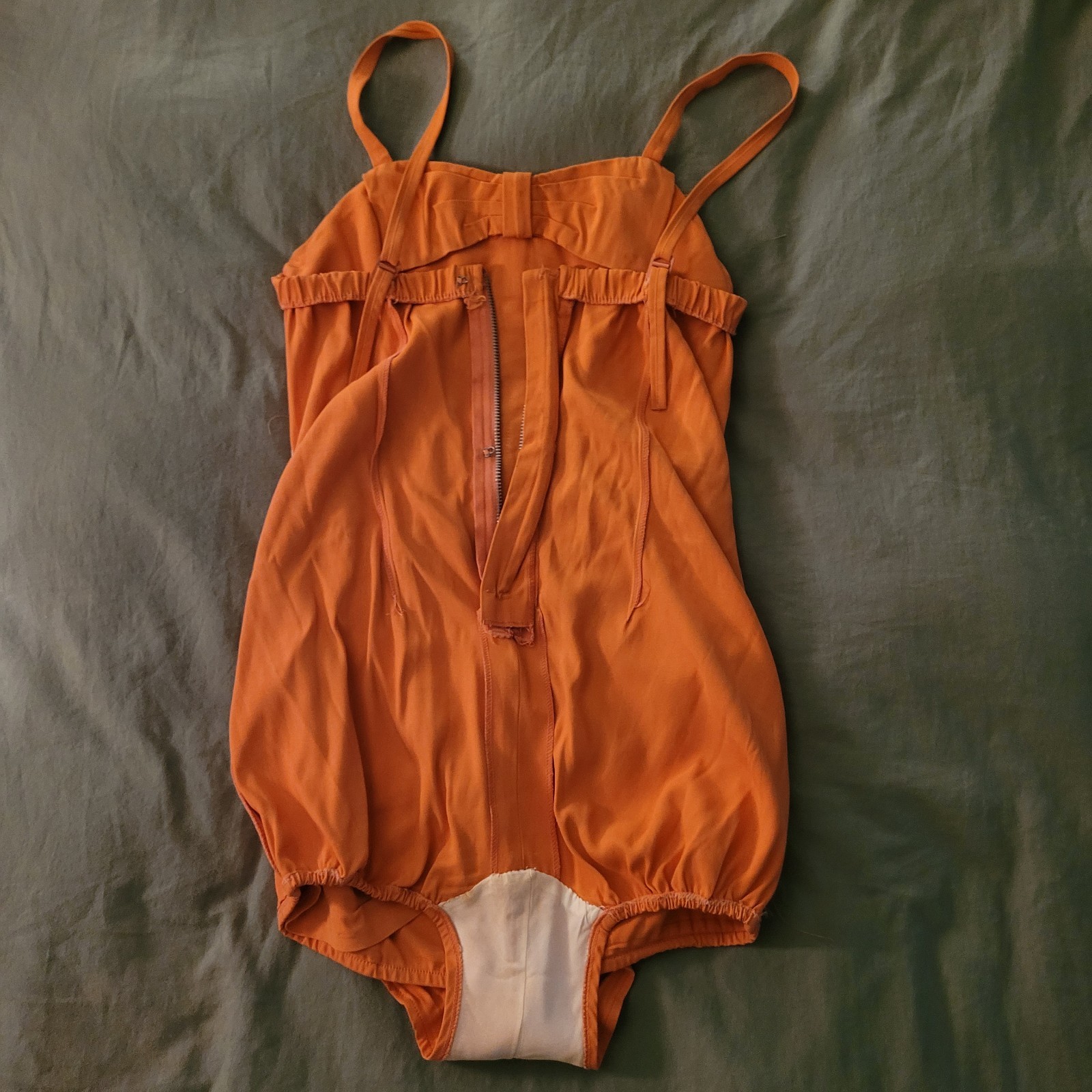 Vintage 1950s Rose Marie Reid Draped Sheath Swimsuit Orange Bow Pinup S M