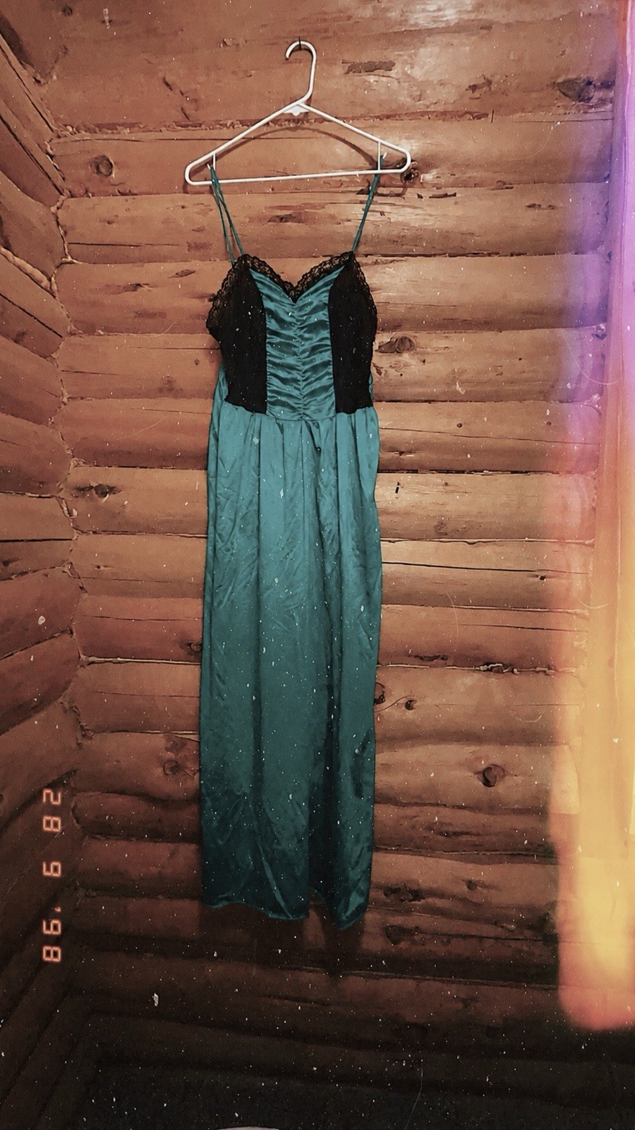 Vintage Blue And Black Lace Maxi dress