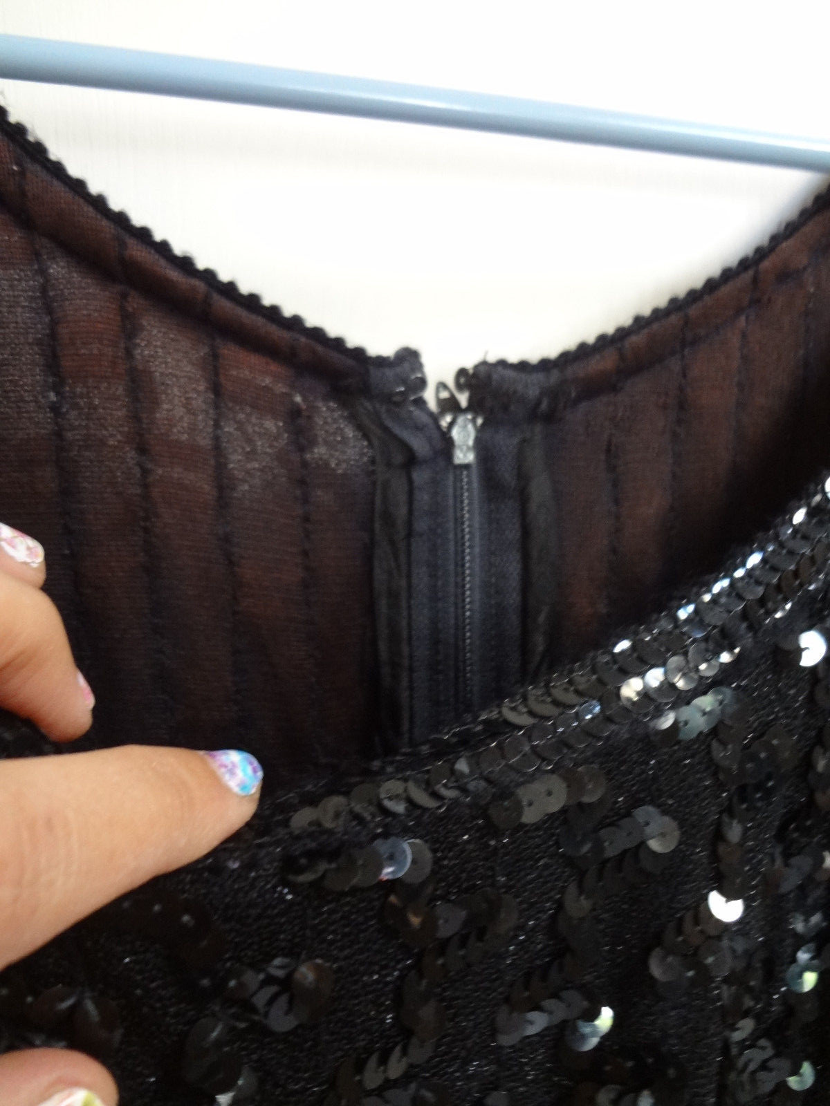 Lee Jordan New York Vintage Dress Black Pin up Sequin M L evening cocktail