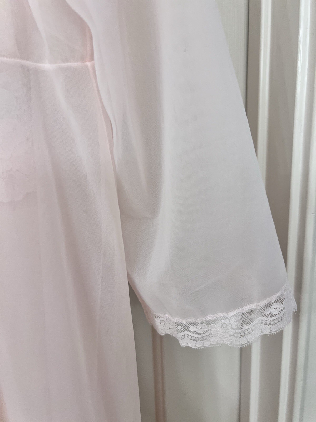 Vintage Shadowline Pink Nylon and Chiffon Long Peignoir Set Size S