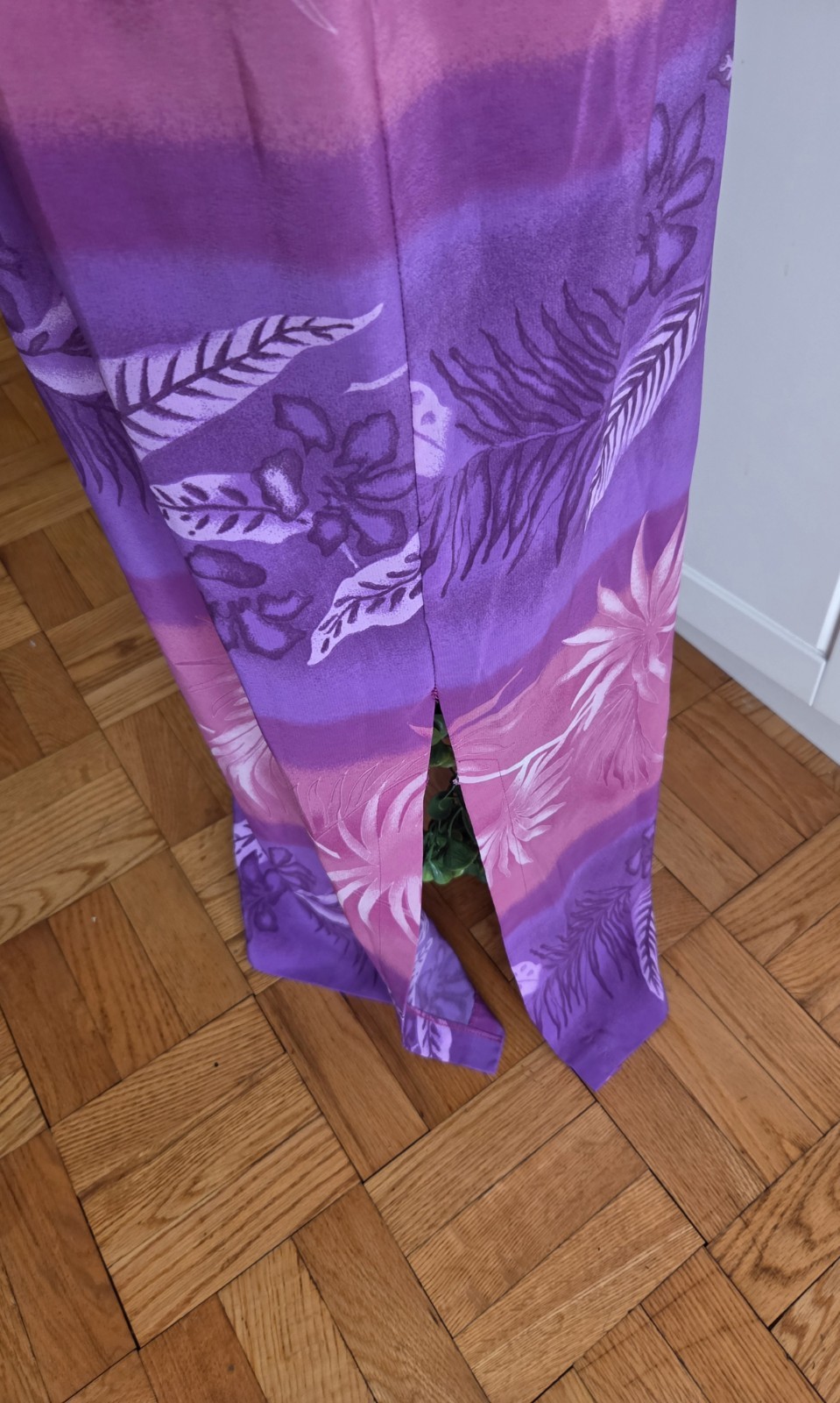 Vintage Dress-u Pink &purple Ombre Hawaiian Cut-out Sleevless Long Dress Sz9/10