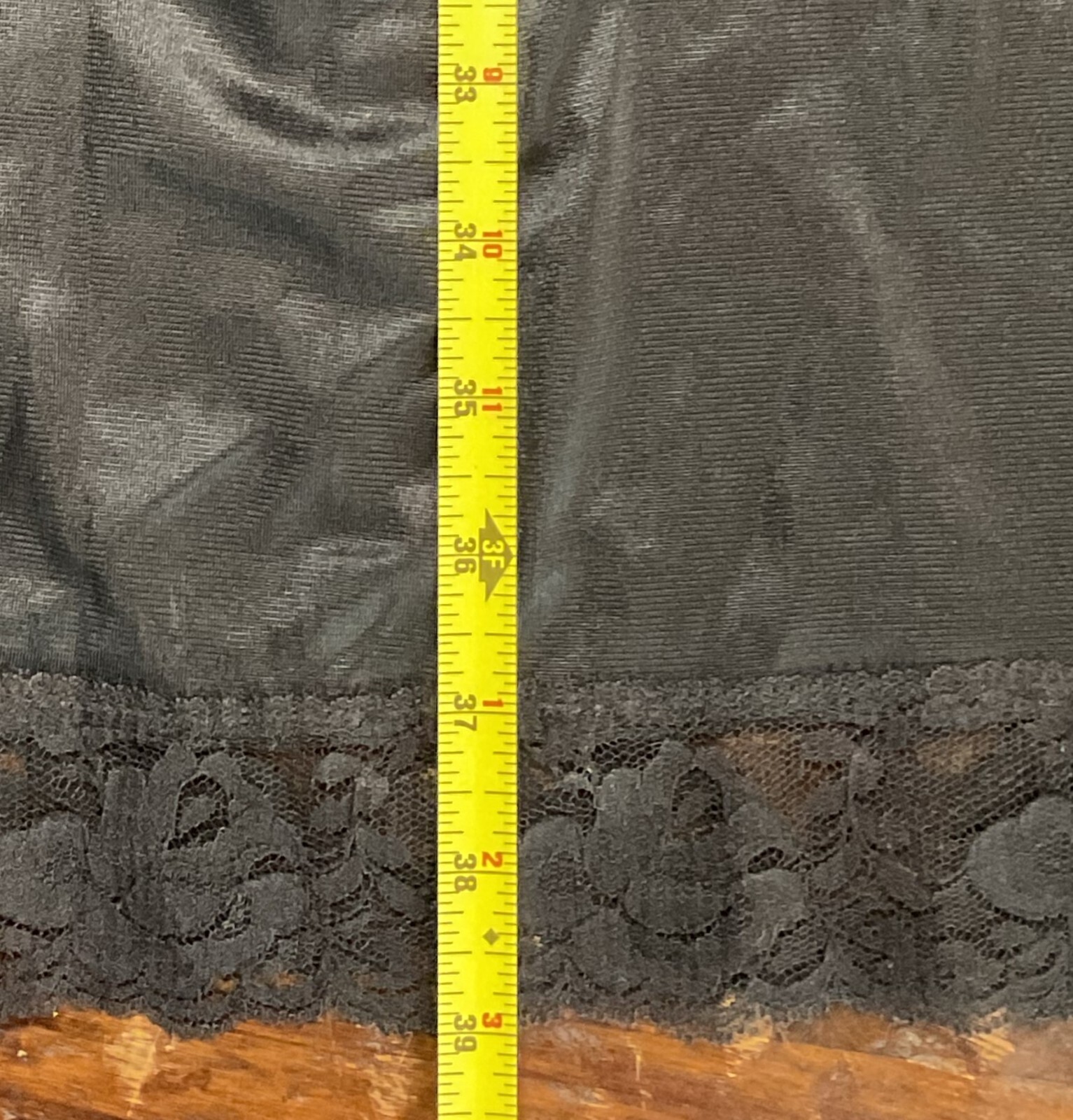 Vintage Ink Black w/Lace Trim Full Slip by First Love Made in the USA Size 38