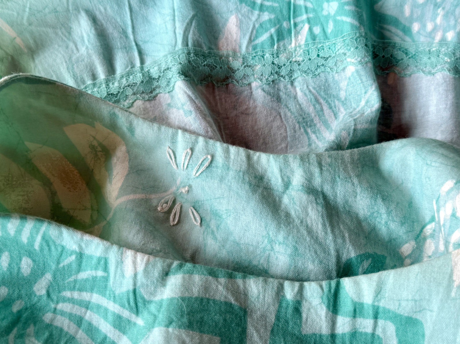 VTG 60’s BARK CLOTH HAWAIIAN MUMU Maxi Muumuu Kaftan Teal SeaGreen Bespoke S/M++