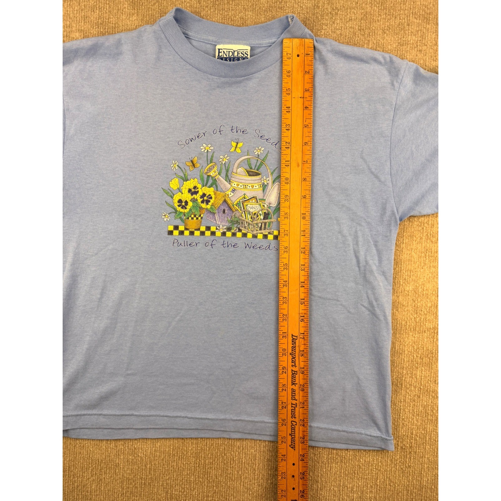 Vintage Endless Designs Gardening Graphic T-Shirt Blue Sower of the Seeds L/XL