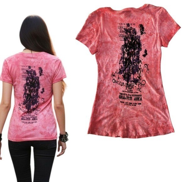 💖 DEADSTOCK PINK POWDER MINERAL WASH TATTOO GRUNGE TOP MEDIUM NWT SLEDGE