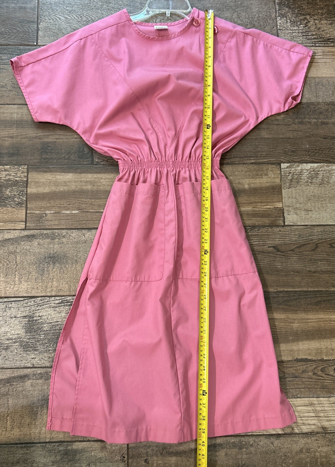 Vintage Nurse Dress Landau Pink / Dusty Rose Work Dress with Pockets size XSmall
