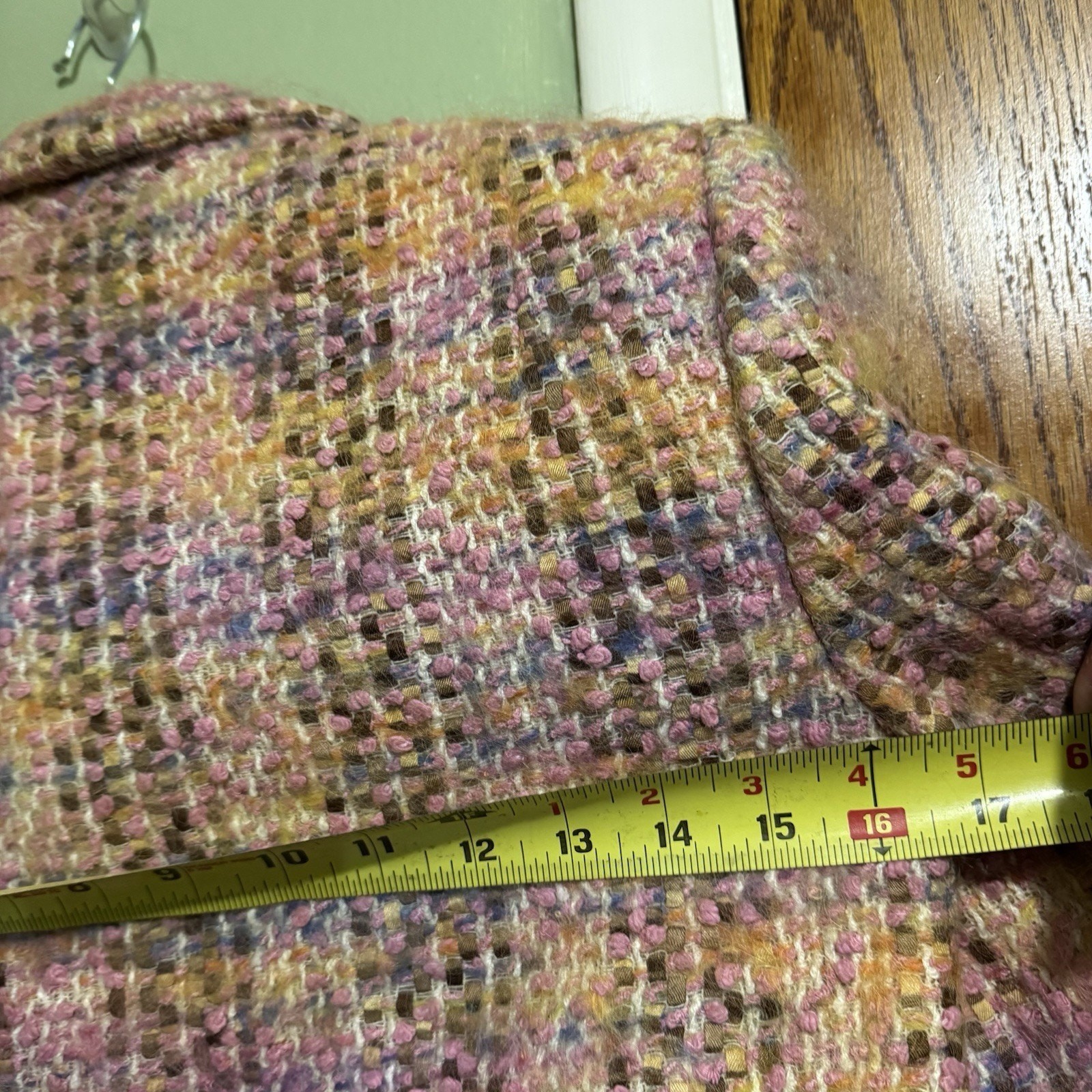 Vintage David Hayes Pink Multi Mohair Wool Blazer Barbie Pink Lining Size 4