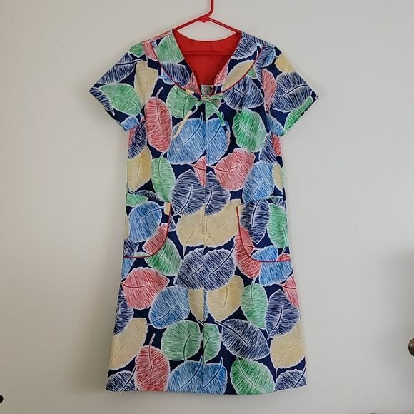 Vintage Izzys Place Colorful Multicolored House Dress 10/12