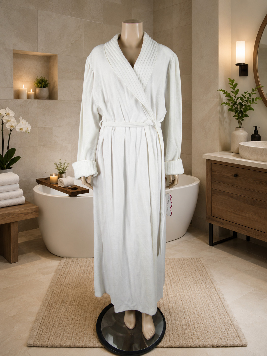 Vintage 80s Vanity Fair NOS NEW White Cotton Terry Lounging Robe 2XL XXL