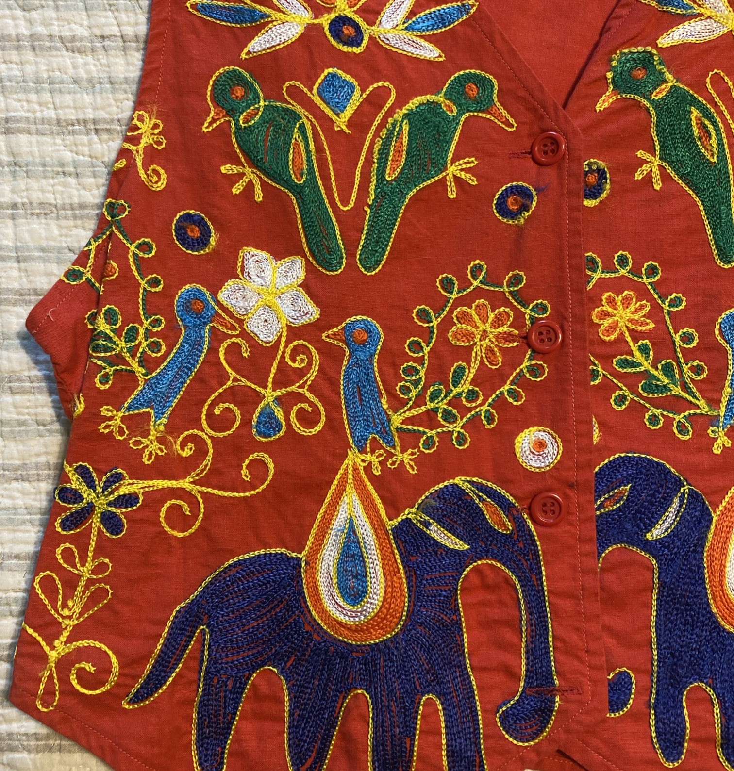 Vintage 80s Arrived Red Bohemian Vest Size L