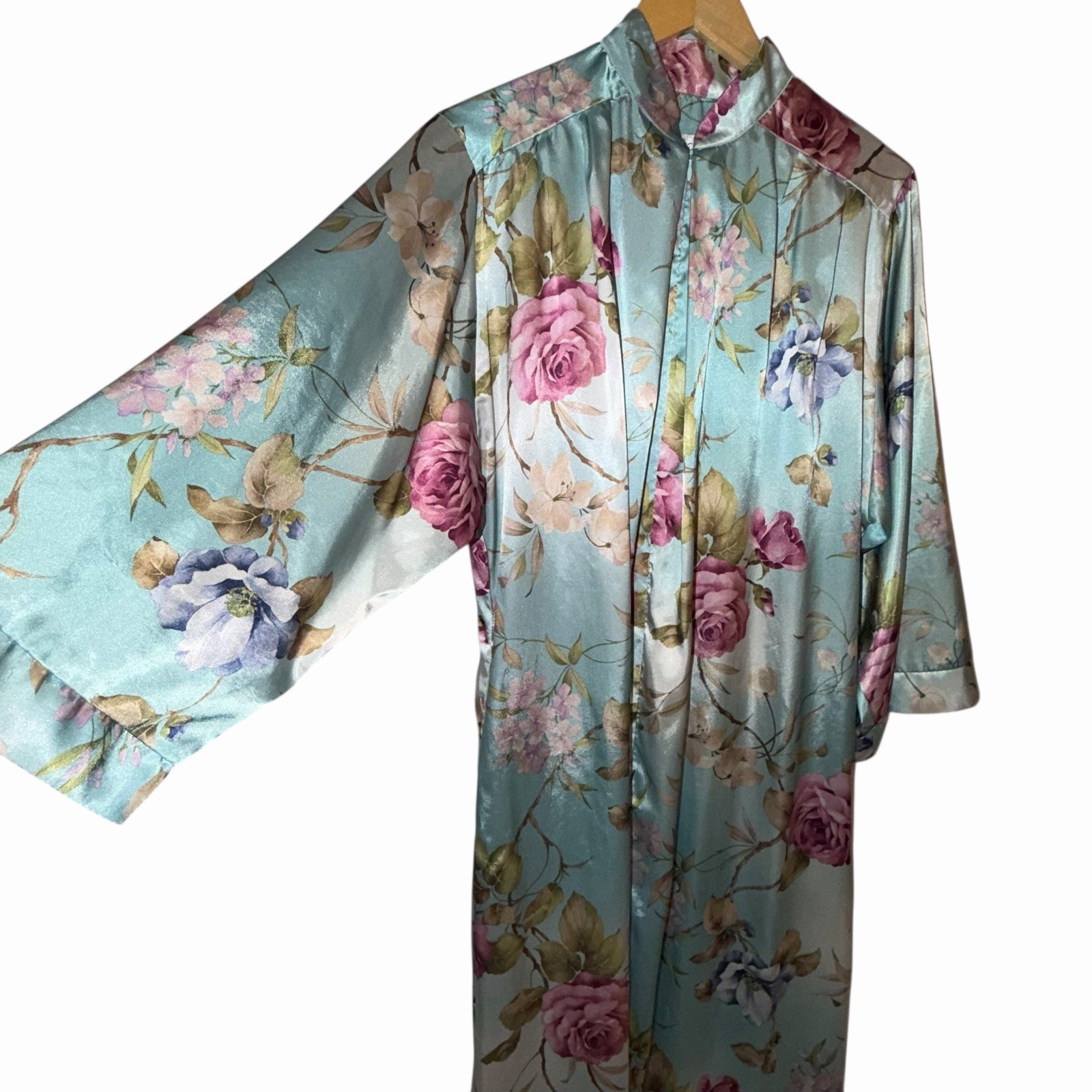 Vtg Brownstone Studio Cottagecore Floral Kimono Robe L Loungewear Mrs Roper USA