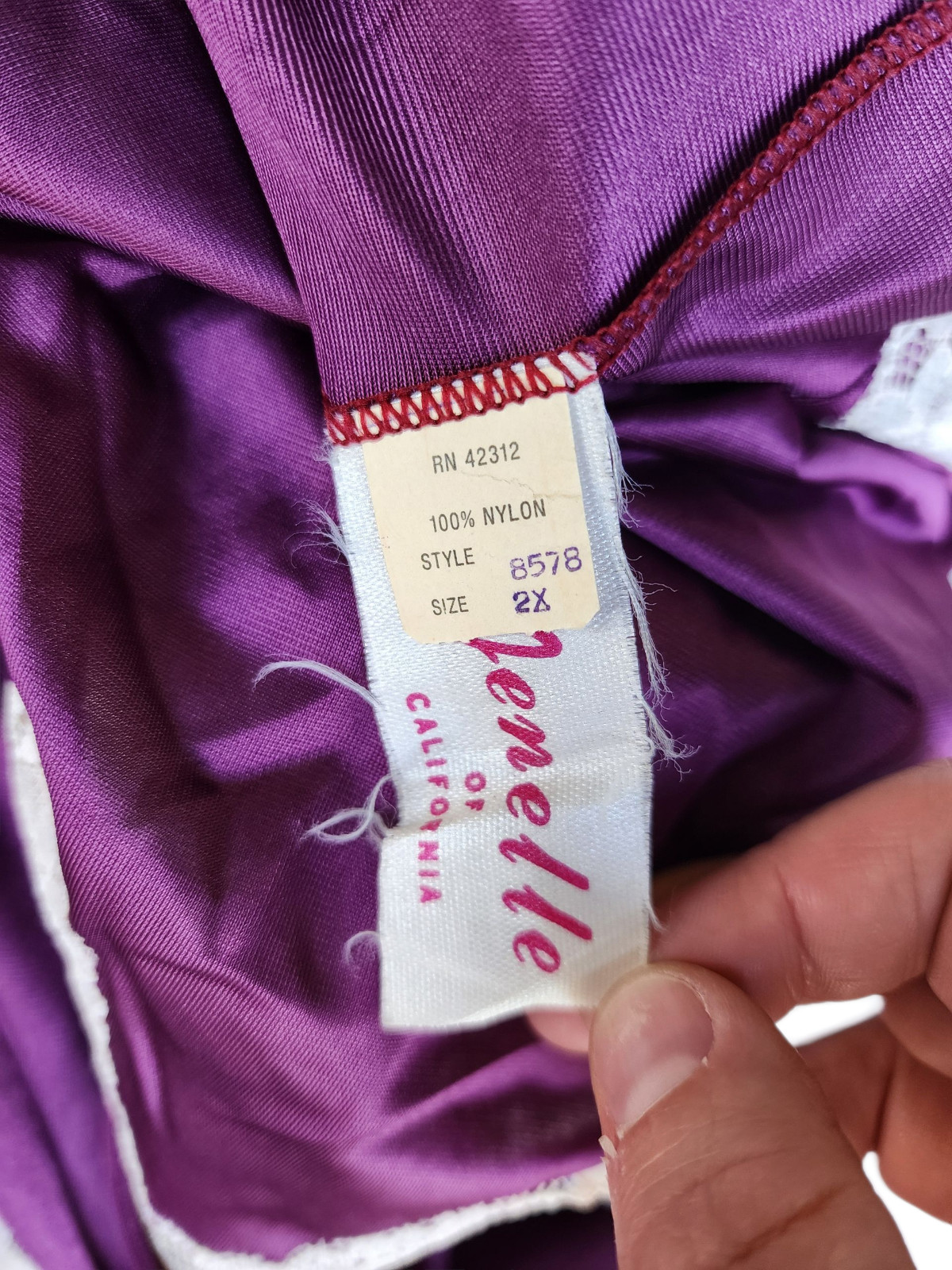 Vintage Royal Purple Robe Nightgown Nylon Tricot 2X 80s Glam Rock