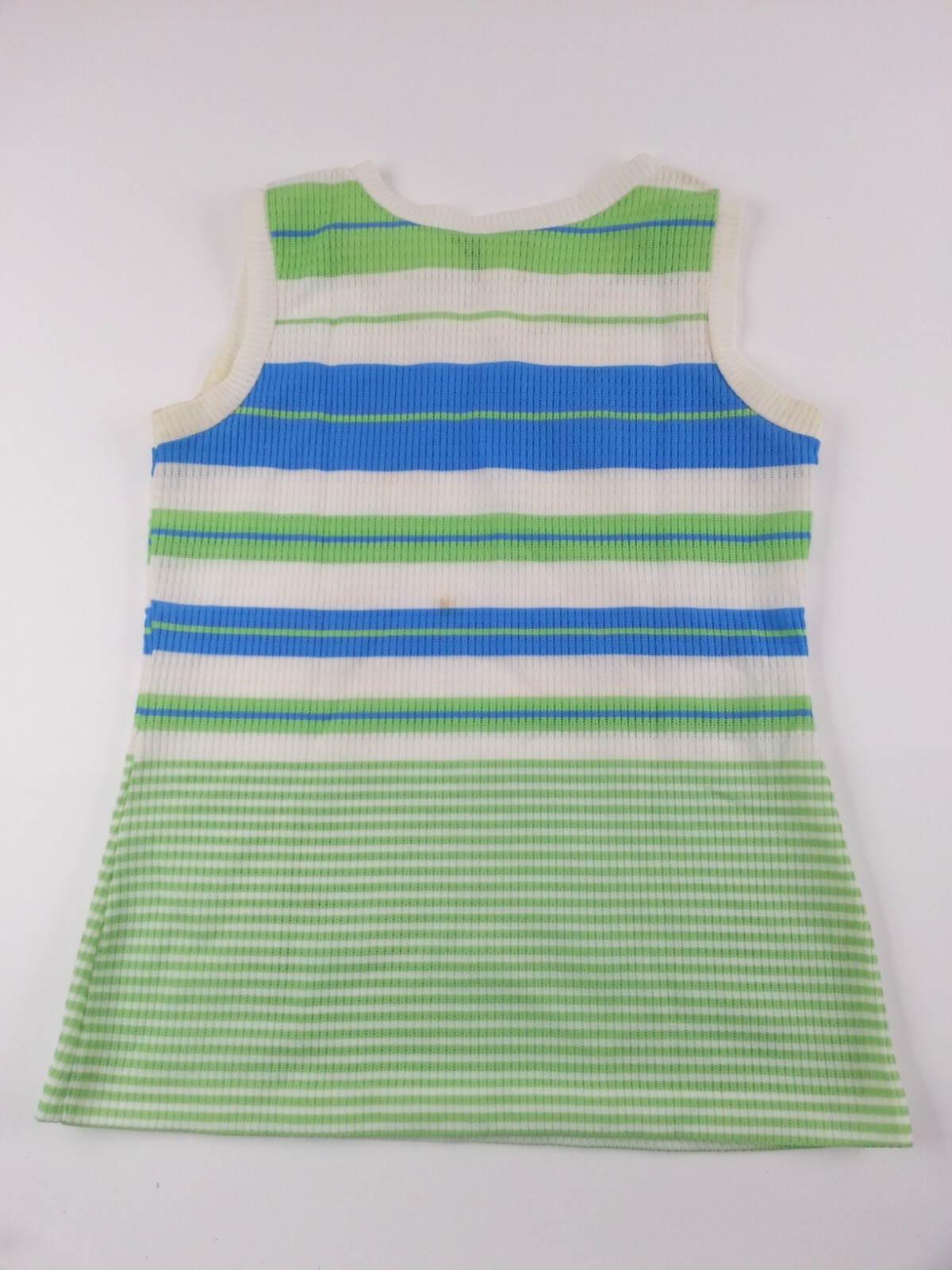 Vintage Retro 1970s Lucky Tops L & K Size M Tank Top Line Green Blue Sleeveless