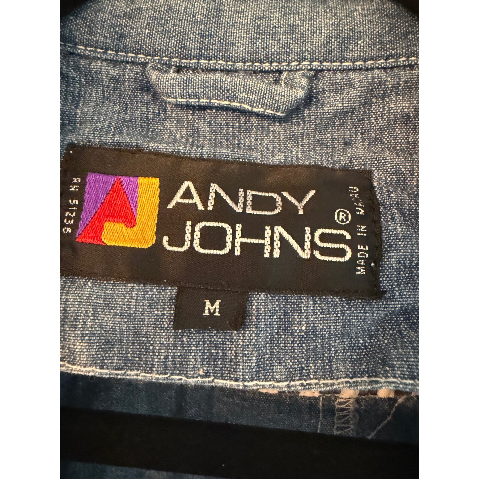 Andy Johns Vintage Denim Chore Coat Jacket Womens Medium Blue Cotton Duster Long