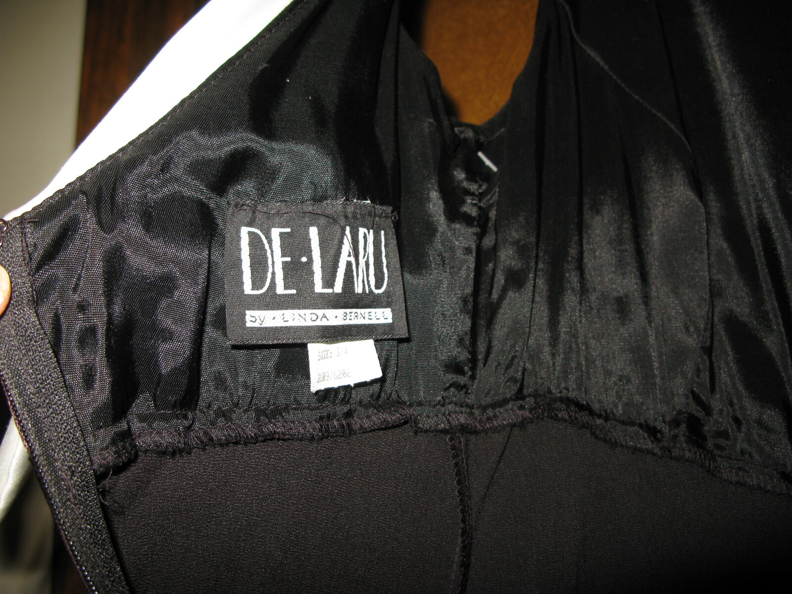 Womens De Laru Little Black Formal Evening Pencil Dress Low Back Sz 3/4 USA NWT