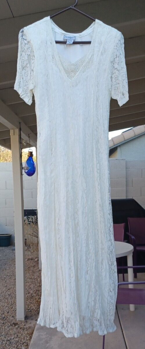 Vintage ” Nostalgia” Dress Floral Lace Cottage Wedding earthy Romantic dress M
